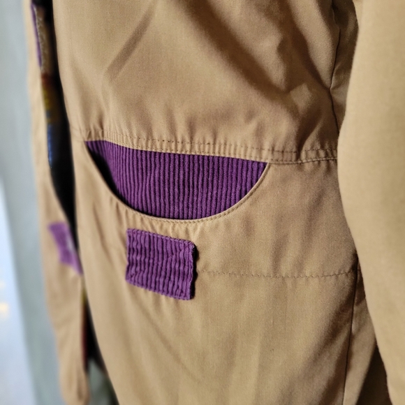Current Seen Women Utility Jacket Purple Cord Collar and Aztec Print Reversible - Picture 10 of 13